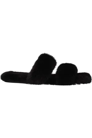 Saint Laurent Slippers and Hooves Women Mink Black