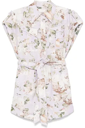 ZIMMERMANN Acacia Printed Linen Playsuit
