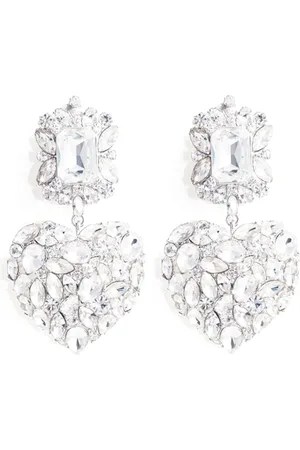 Self-Portrait Crystal Heart Tiered Earrings