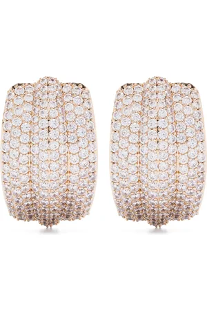 Self-Portrait Gold Cystal Ridged Earrings