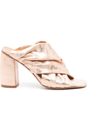 FORTE FORTE Heeled Laminated Leather Crossed Sandals