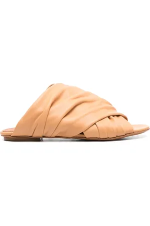 FORTE FORTE Leather Crossed Flat Sandals
