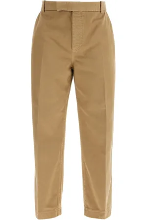 Thom Browne Camel Cotton Chino Pants With Tricolor Ribbon