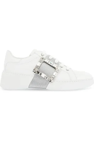 Roger Vivier Viv Skate Sneakers With Rhinestone Buckles