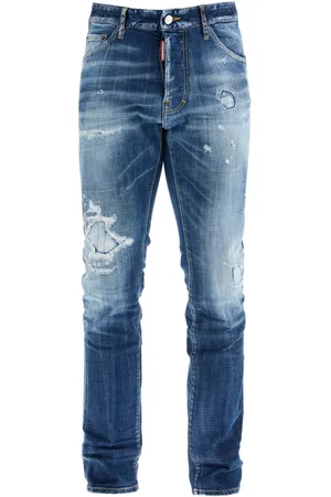 Dsquared2 Navy Jeans In Cotton Vintage Effect