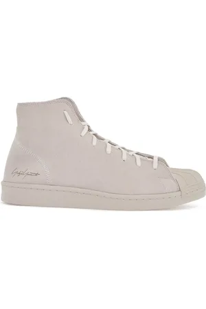 Y-3 High Top Pro Model Sneakers In Light Gray Suede With Velcro Closure