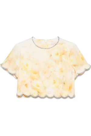 ZIMMERMANN Crush Printed Linen Top