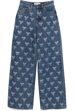 Self-Portrait Jeans With Rhinestone Bow