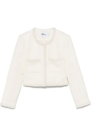 Self-Portrait Bouclé Jacket With Fake Pearls