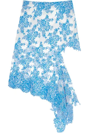 CHRISTOPHER ESBER Asymmetrical Floral Cotton Lace Skirt