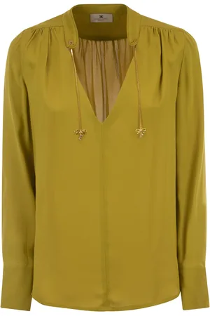 Elisabetta Franchi Georgette Shirt With Charms And Logo