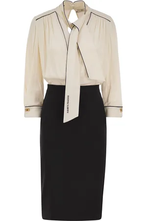 Elisabetta Franchi Georgette And Crepe Dress With Piping