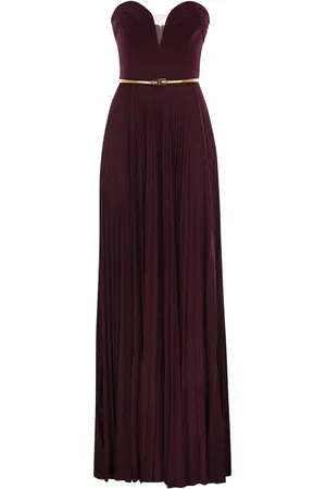 Elisabetta Franchi Pleated Lurex Jersey Red Carpet Dress With Belt