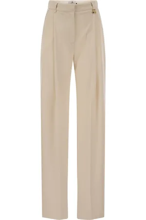 Elisabetta Franchi Crepe Trousers With Contrast Stitching