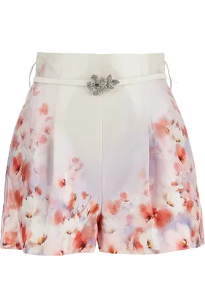 ZIMMERMANN Low Waist Floral Silk And Cotton Shorts