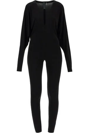 Norma Kamali Slim Fit Long Sleeve V Neck Jumpsuit