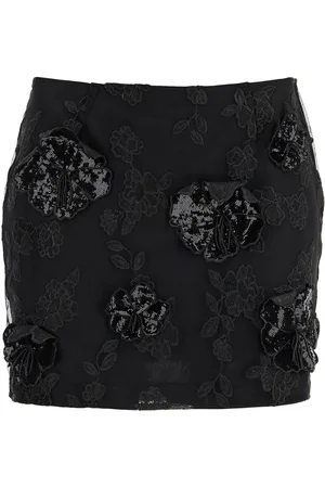 ROTATE Mini Skirt In Recycled Polyester Mesh With Floral Pattern