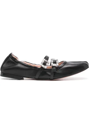 Roger Vivier Mini Strap Strass Leather Ballet Flats