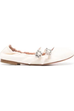 Roger Vivier Mini Strap Strass Leather Ballet Flats