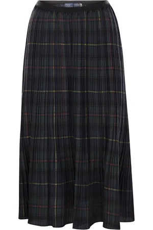 Ralph Lauren Pleated Georgette Plaid Skirt