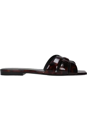 Saint Laurent Slippers and Hooves Tribute Woman Paint Brown/Natural