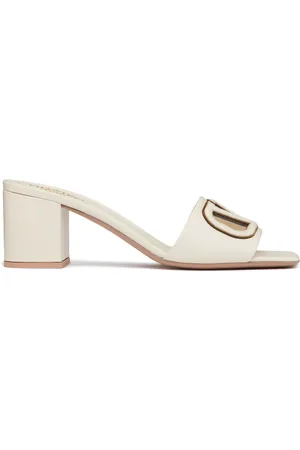 VALENTINO GARAVANI V Logo Cut Out Leather Mules