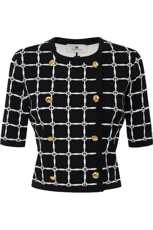 Elisabetta Franchi Cardigan In Jacquard Logo
