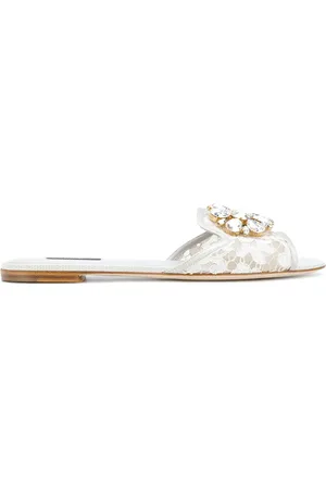 Dolce & Gabbana White Flat Sandals
