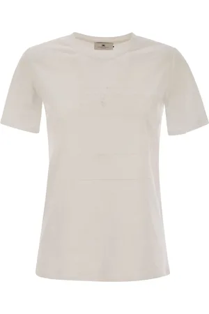 Elisabetta Franchi Jersey T Shirt With Voile Macro Logo