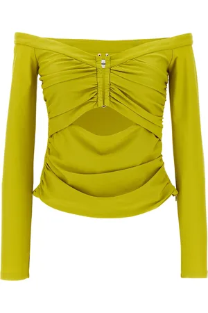 Self-Portrait Chartreuse Jersey Off Shoulder