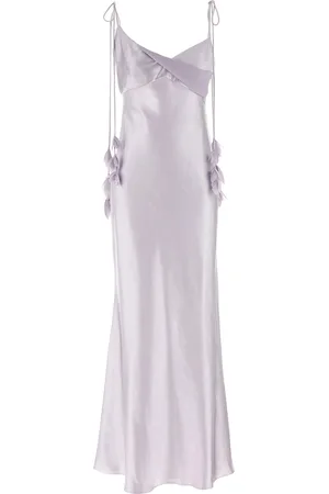 Self-Portrait Lilac Satin Flower Maxi