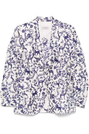 ALBERTO BIANI Printed Silk Double Breasted Jacket
