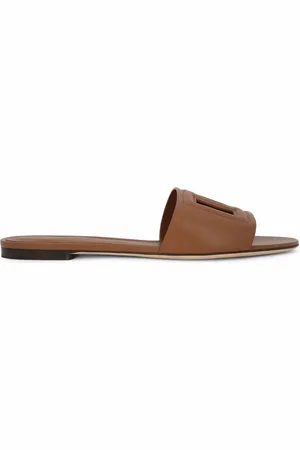Dolce & Gabbana Dg Logo Leather Flat Sandals
