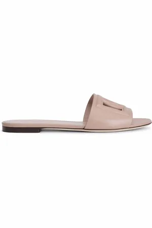 Dolce & Gabbana Dg Logo Leather Flat Sandals