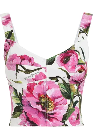 Dolce & Gabbana Printed Cotton Bustier Top