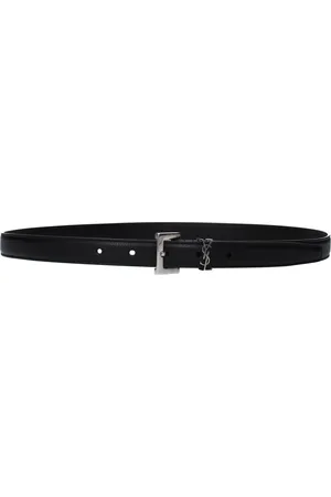 Saint Laurent Cassandre Belts Men Leather Black