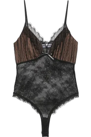 Self-Portrait Black Dot Mesh Bodysuit