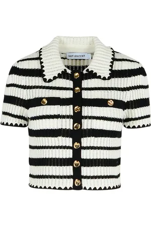 Self-Portrait Cotton Blend Polo Shirt