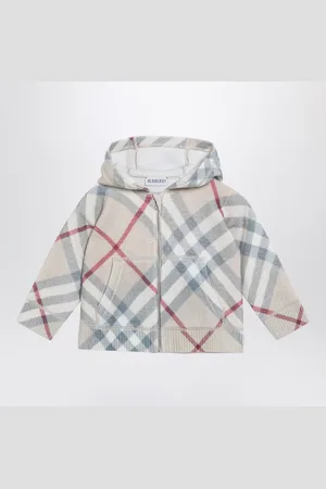 Burberry Hooded Cardigan With Light Coloured Check Motif