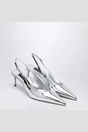 Dolce & Gabbana Dolce&Gabbana Metallic Silver Leather Slingback With Décolleté