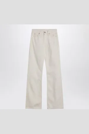 Calvin Klein Relaxed Flared Beige Jeans In Linen Blend