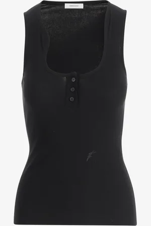 Salvatore Ferragamo Cotton Tank Top With Shaped Neckline