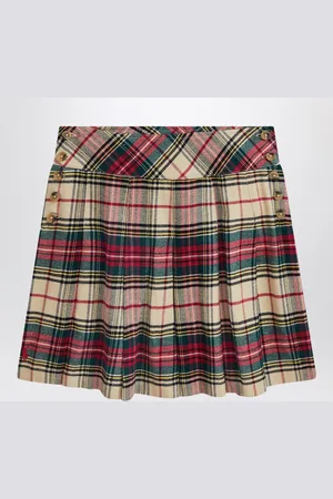 Ralph Lauren Cream/Red Cotton Twill Tartan Skirt