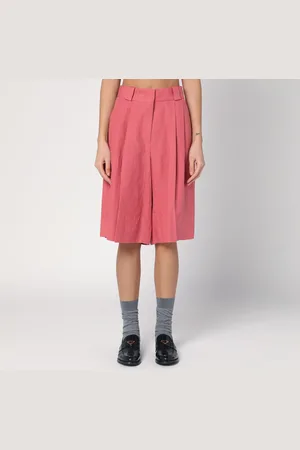 Blazé Milano Wide Fuchsia Linen Bermuda Shorts