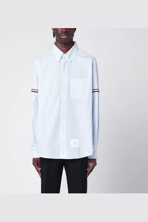 Thom Browne White/Blue Striped Button Down Shirt