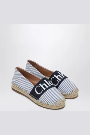 Chloé Woody Striped Espadrilles With Logo