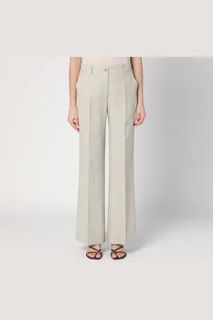 P.A.R.O.S.H. Palazzo Trousers Greige In Linen Blend