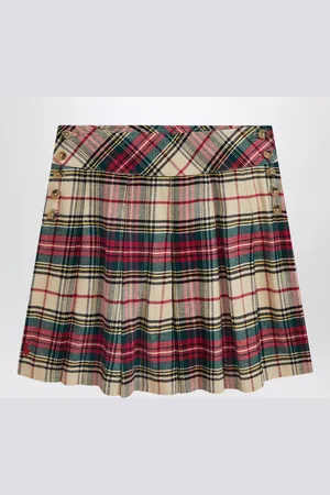 Ralph Lauren Cream/Red Cotton Twill Tartan Skirt