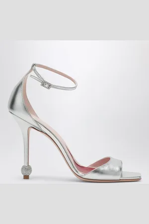 Roger Vivier Silver Sandal With Jewelled Heel