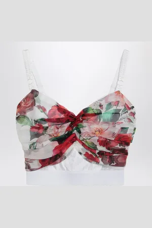 Dolce & Gabbana Dolce&Gabbana Bustier Top In Marquisette And Chiffon With Rose Print